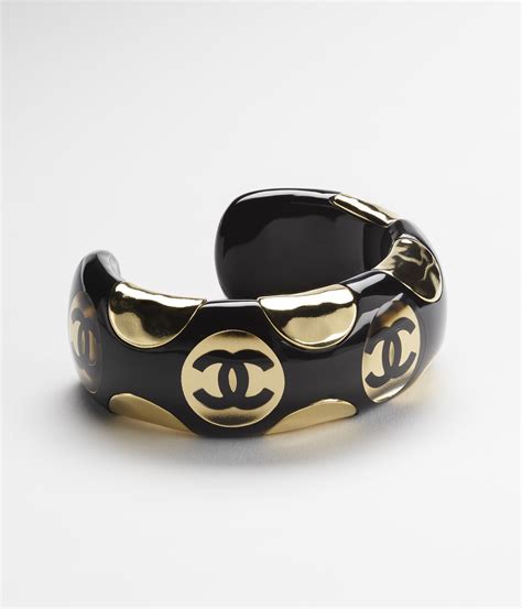 chanel metal and resin gold black|chanel gold and diamond bracelets.